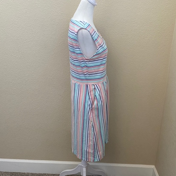 Lands' End Multicolor Striped Midi Dress. Sleeveless. Size S. Pockets. Comfy! - Picture 7 of 14